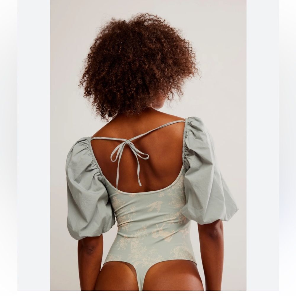 Small Free People Intimately Prairie Rose Bodysuit Horse Puff Sleeve